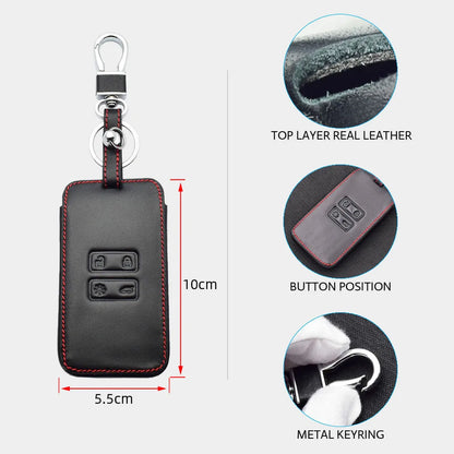 Leather Car Key Cover for Renault & Dacia - Captur, Koleos, Kadjar, Arkana, Megane, Duster, Sandero