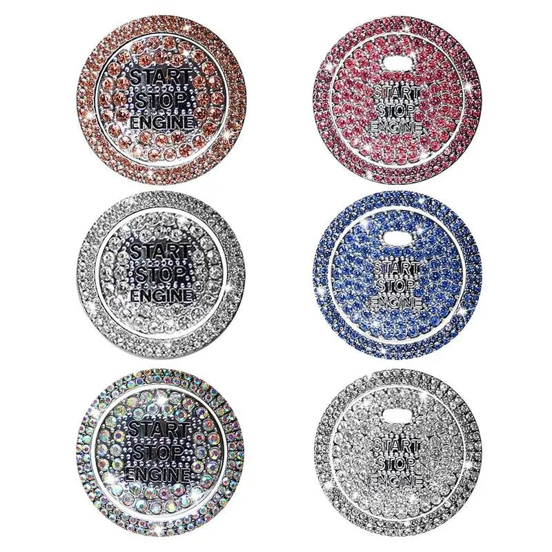 Car Start Button Diamond Stickers Rhinestone Ring Cover Accessories