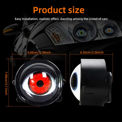 3D Dynamic LED Devil Eye Motorcycle Car Light 12V Retrofit Kit