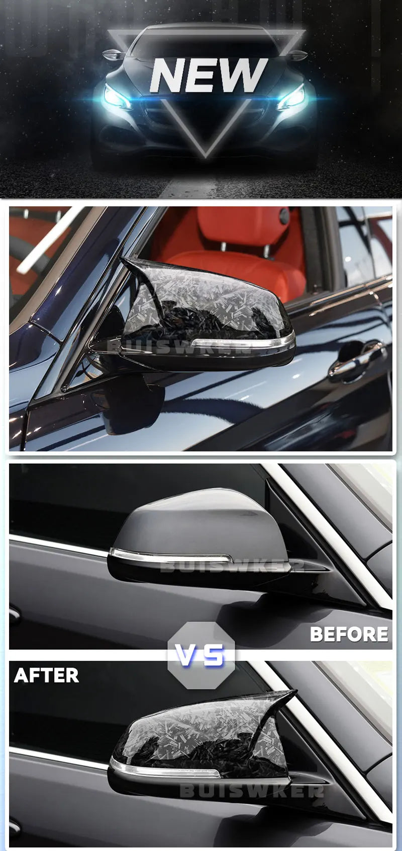 BMW Rearview Mirror Cover - Carbon Black (F20-F36, X1, 220i-420i, M Series)