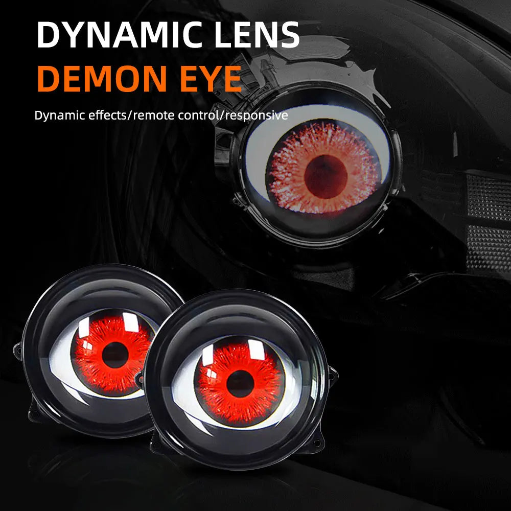 3D Dynamic LED Devil Eye Retrofit Kit – 3" Lens, 12V for Car & Motorcycle