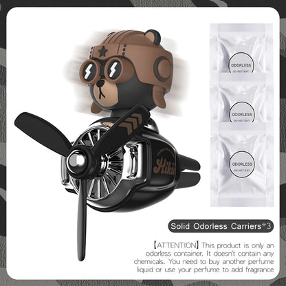 DIY Pilot Bear Car Air Freshener – Odorless Vent Clip Ornament for Men