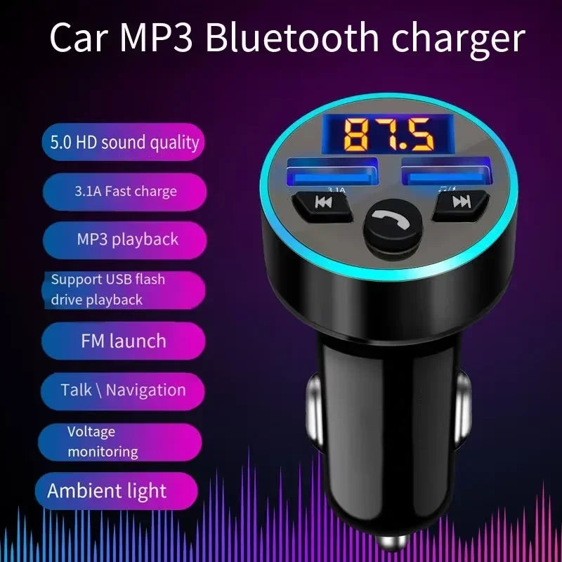 Car Bluetooth FM Transmitter MP3 Player Adapter Fast Charger