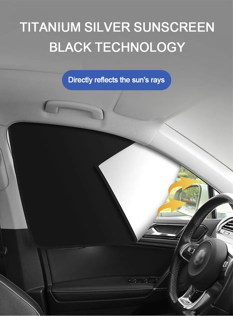 SEAMETAL Car Sun Shade – Magnetic, UV Block, Anti-Glare Privacy Curtain