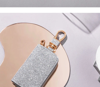 Mini Car Key Bag, Universal Key Storage, Star Sparkling Leather, Pendant Keychain, 8.7*5.5CM