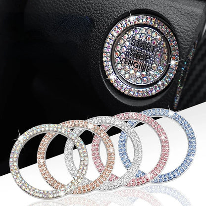 Car Start Button Diamond Stickers Rhinestone Ring Cover Accessories