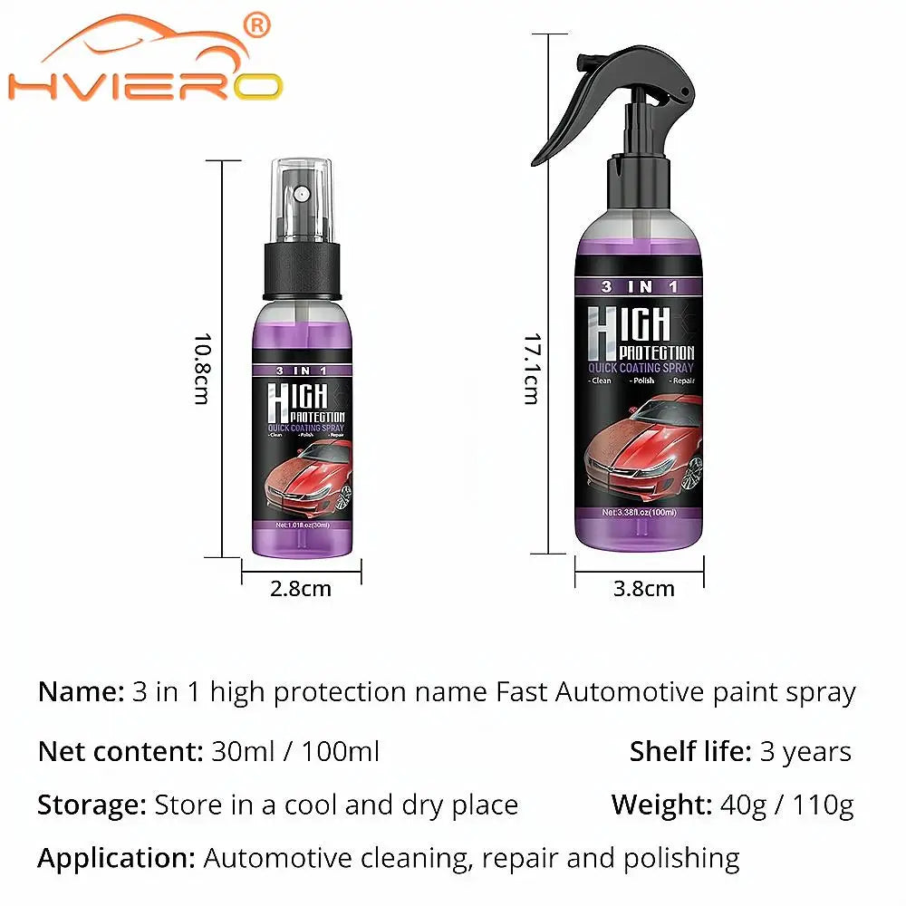 30/100ML 3+1 High Protection Fast Car Paint Spray, Auto Cleaning & Color Change Coating