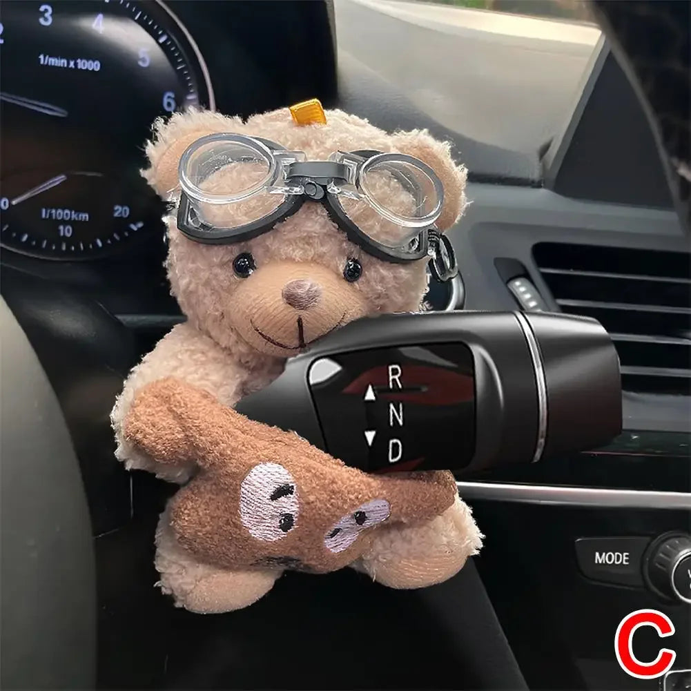 Cute Plush Car Clutch & Dashboard Decoration – Turn Signal, Rearview, Wiper Ornament