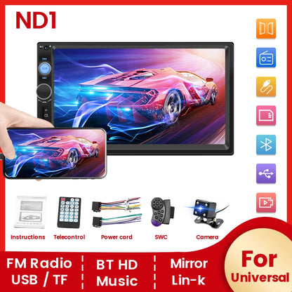 Navifly ND1 2 din Car Radio 7" Touchscreen MP5 BT SWC TF FM Camera