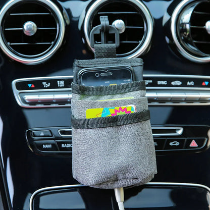 Car Air Outlet Hanging Storage Bag – Oxford Organizer, Phone Holder, Interior Accessory