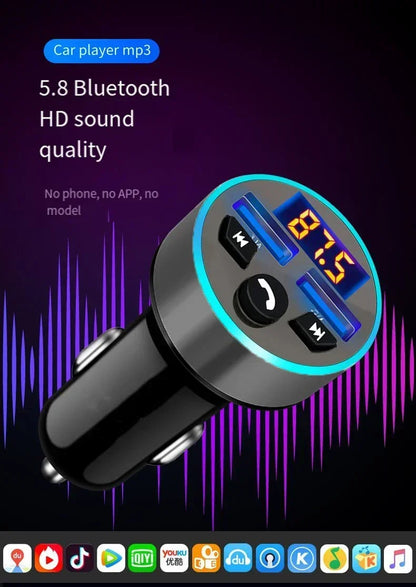 Car Bluetooth FM Transmitter MP3 Player Adapter Fast Charger