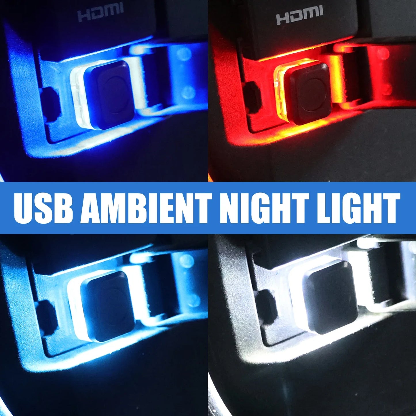 Mini USB Car LED Light, Interior Ambient, Neon Bulb, 5V Plug & Play