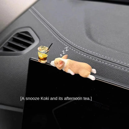 Mini Sleep Corgi Doll – Cute Car Decoration, Traceless Fixation