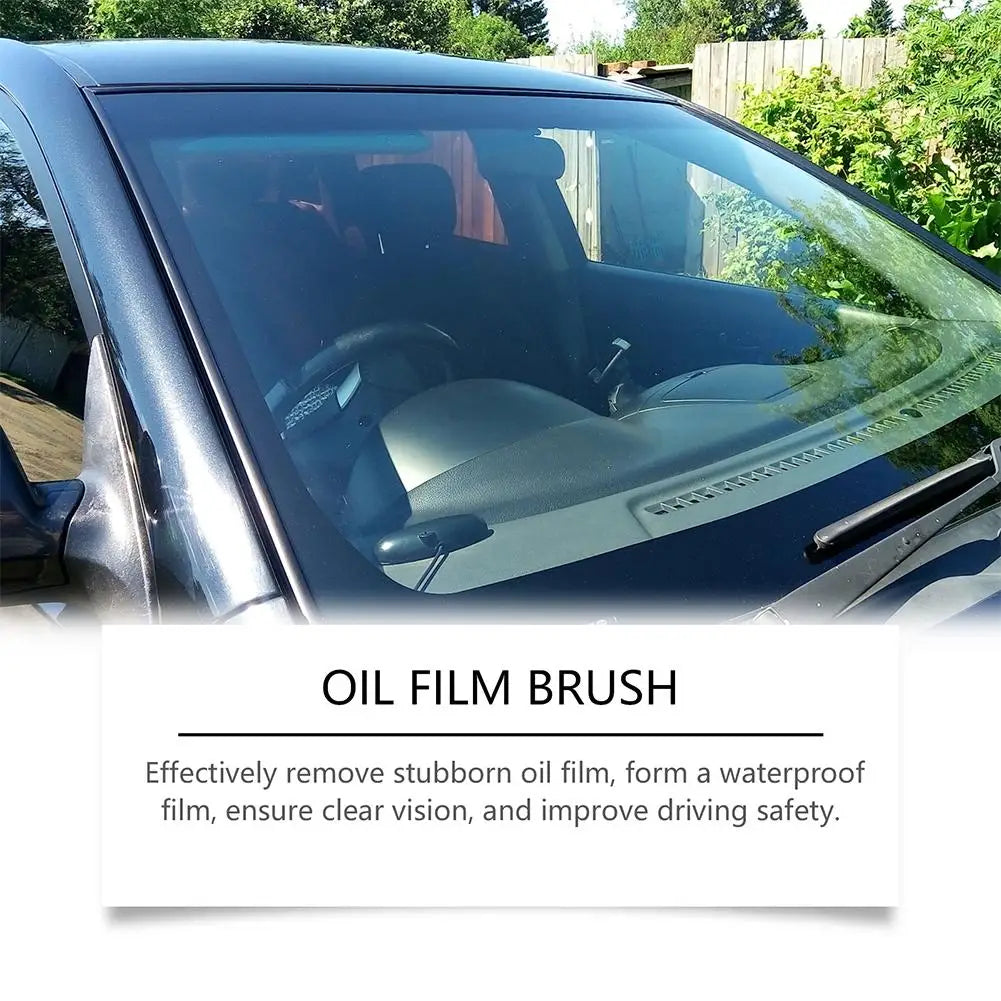 2025 Green Car Glass Oil Film Remover Kit - Powerful Windshield Cleaner & Waterproofing Brush