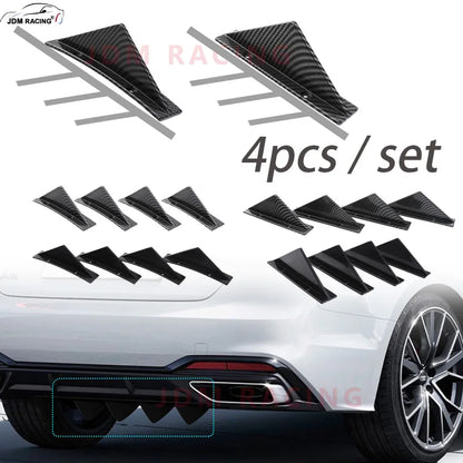 4pcs Universal Rear Bumper Lip Shark Fins Protector – Black