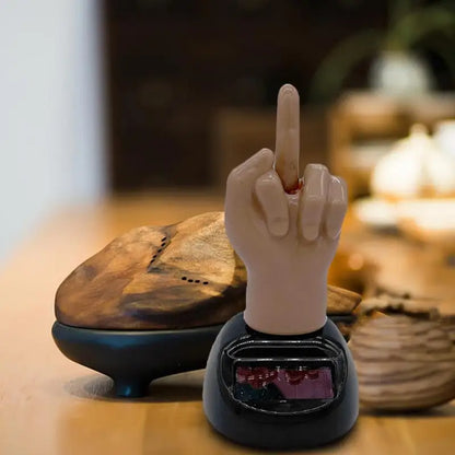 Solar-Powered Middle Finger Bobblehead Dashboard Ornament