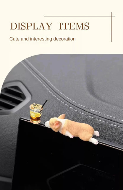 Mini Sleep Corgi Doll – Cute Car Decoration, Traceless Fixation