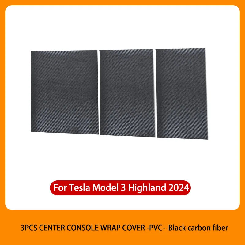 Tesla Model 3 Highland 2025 Center Console Cover – Wood Grain/Carbon Film