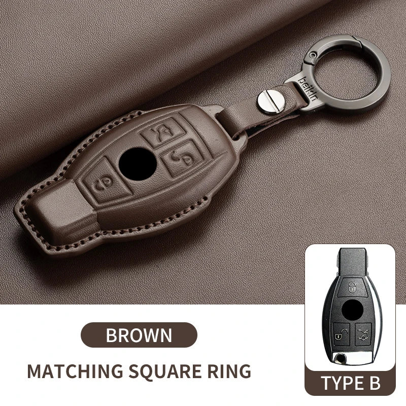 Mercedes Benz Key Fob Cover - Leather Case for A C E S G Class AMG