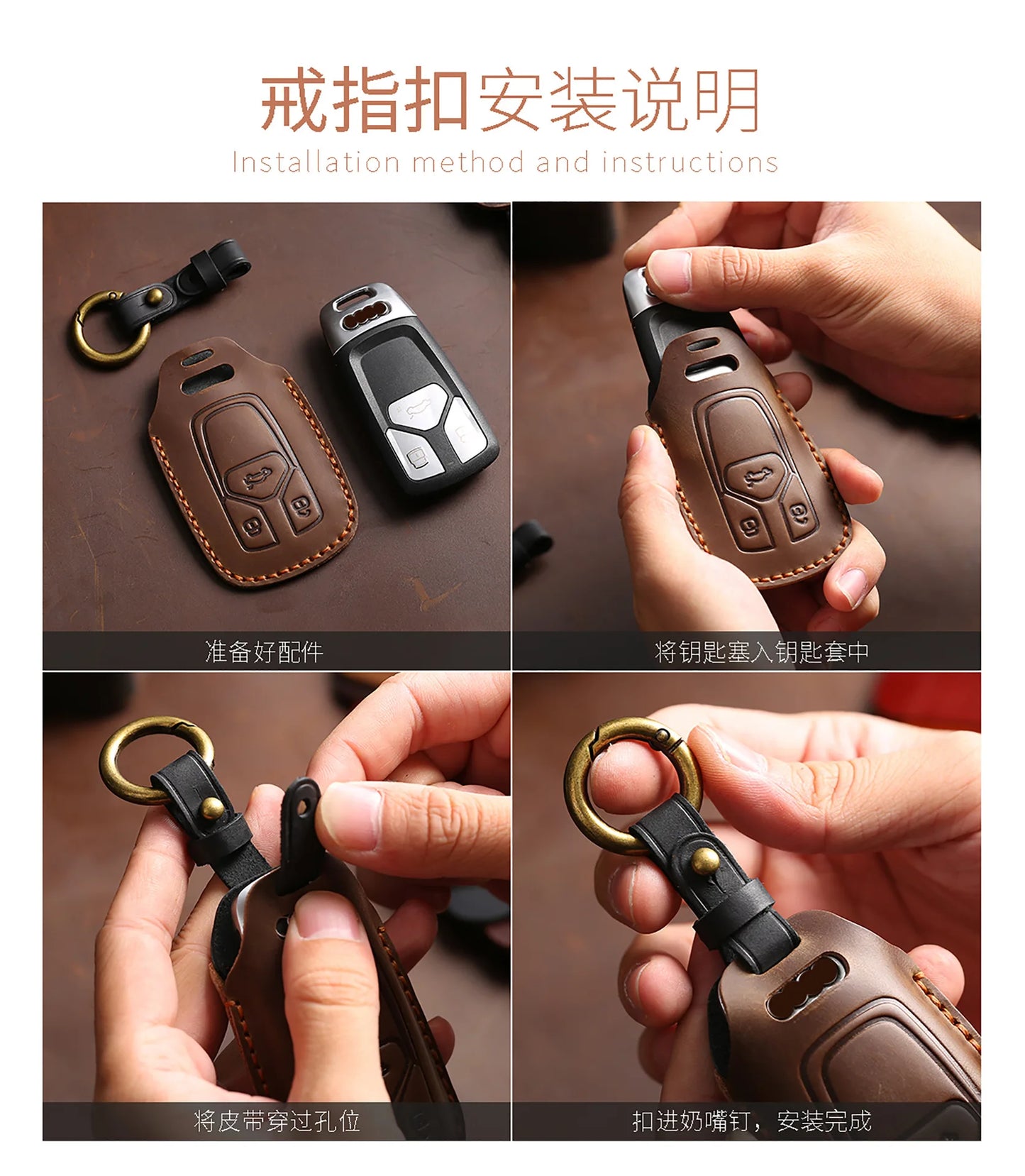 Leather Car Key Fob Cover for BMW Mini Cooper Countryman 2023-2025 – Remote Protector & Keychain