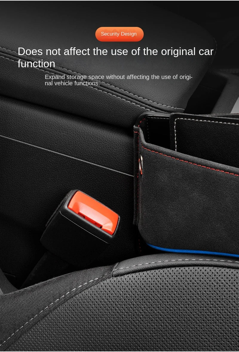 Suede Car Seat Gap Organizer – PU Leather Storage Pocket & Crevice Filler