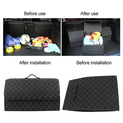 Car Trunk Organizer, Large Capacity, Multiuse, Leather, Folding, Waterproof, Emergency