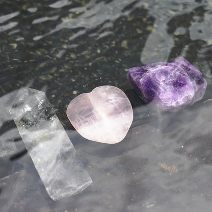 3Pcs Natural Crystal Car Air Vent Decor – Amethyst & Rose Quartz Clip Set