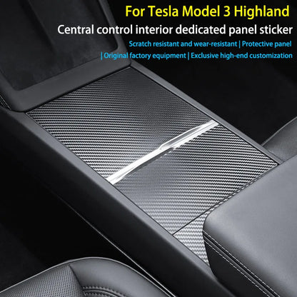 Tesla Model 3 Highland 2024 Center Console Cover – Wood Grain/Carbon Fiber Film