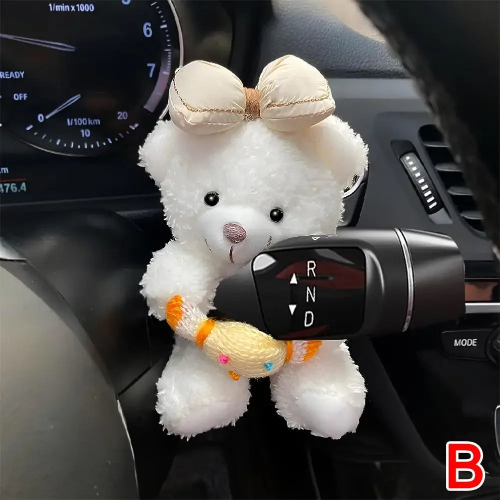 Cute Plush Car Clutch & Dashboard Decoration – Turn Signal, Rearview, Wiper Ornament