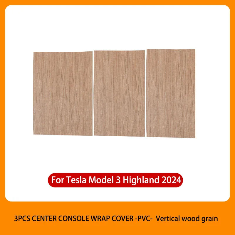 Tesla Model 3 Highland 2025 Center Console Cover – Wood Grain/Carbon Film