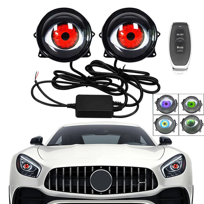 3D Dynamic LED Devil Eye Retrofit Kit – 3" Lens, 12V for Car & Motorcycle