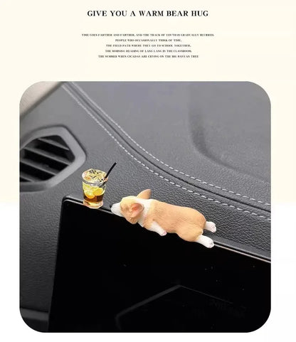 Mini Sleep Corgi Doll – Cute Car Decoration, Traceless Fixation