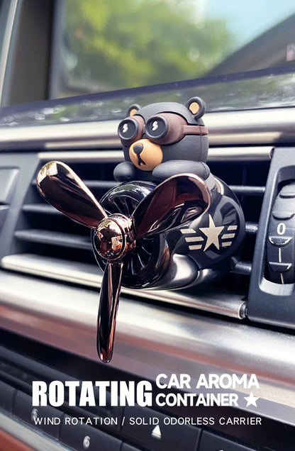 DIY Pilot Bear Car Air Freshener – Odorless Vent Clip Ornament for Men