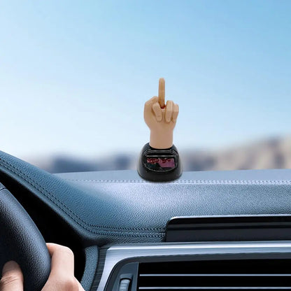 Solar-Powered Middle Finger Bobblehead Dashboard Ornament