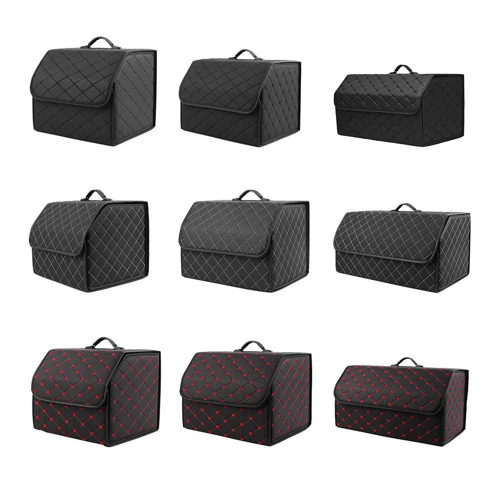 Car Trunk Organizer, Large Capacity, Multiuse, Leather, Folding, Waterproof, Emergency