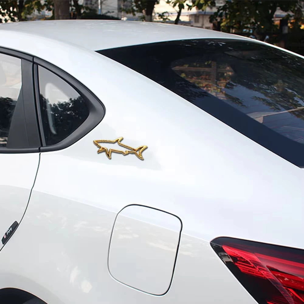 Car 3D Metal Shark Fish Emblem Badge Decal – Auto & Motorcycle Fuel Cap Decoration