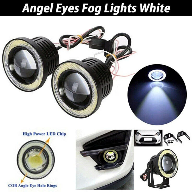 15W 6000K Car LED Angel Eyes DRL Fog Light 2.5" with Brackets