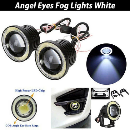 15W 6000K Car LED Angel Eyes DRL Fog Light 2.5" with Brackets