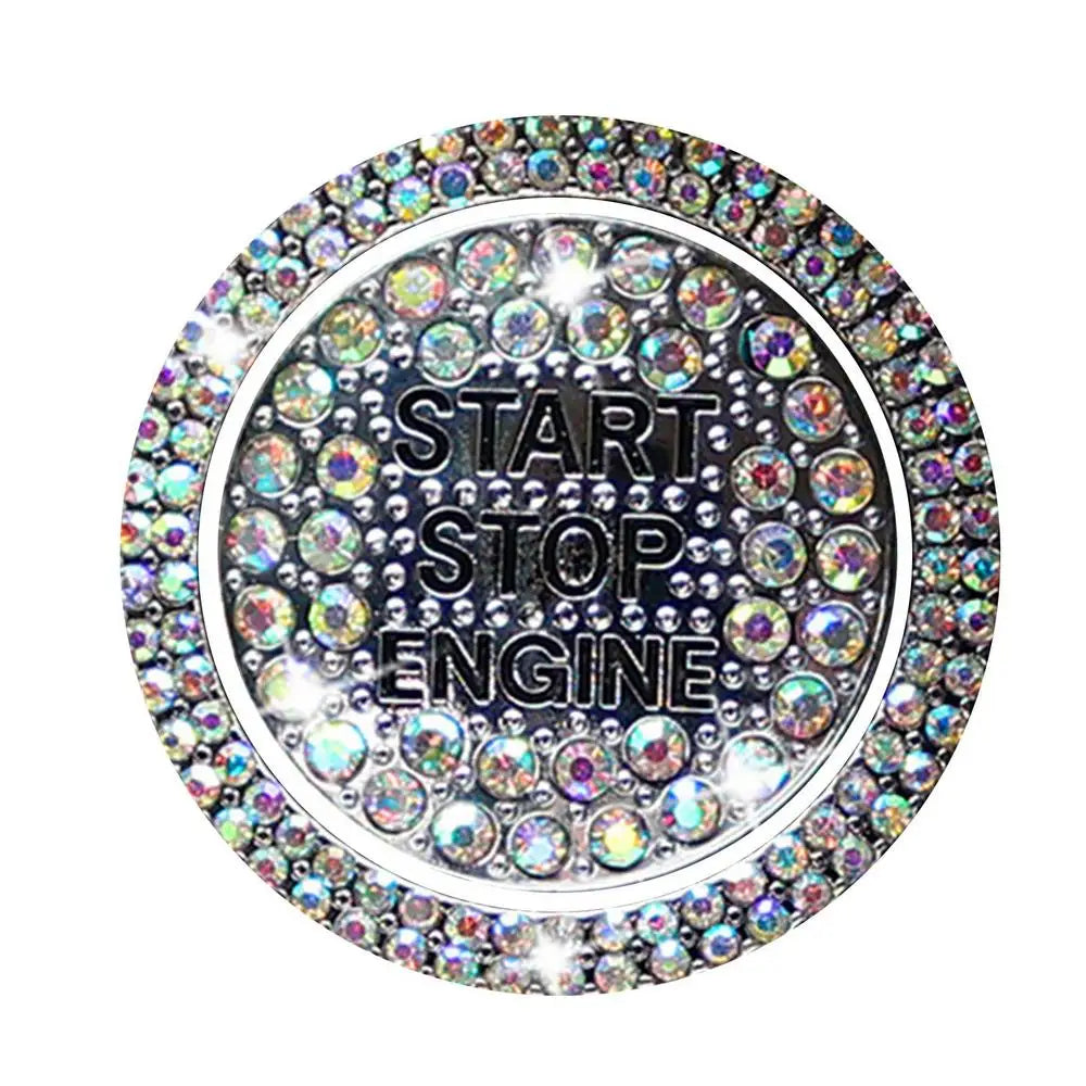 Car Start Button Diamond Stickers Rhinestone Ring Cover Accessories