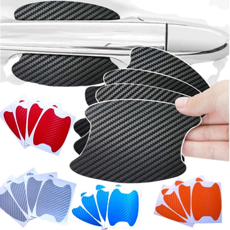 Car Door Handle Scratch Protector - Carbon Fiber, 4Pcs Set