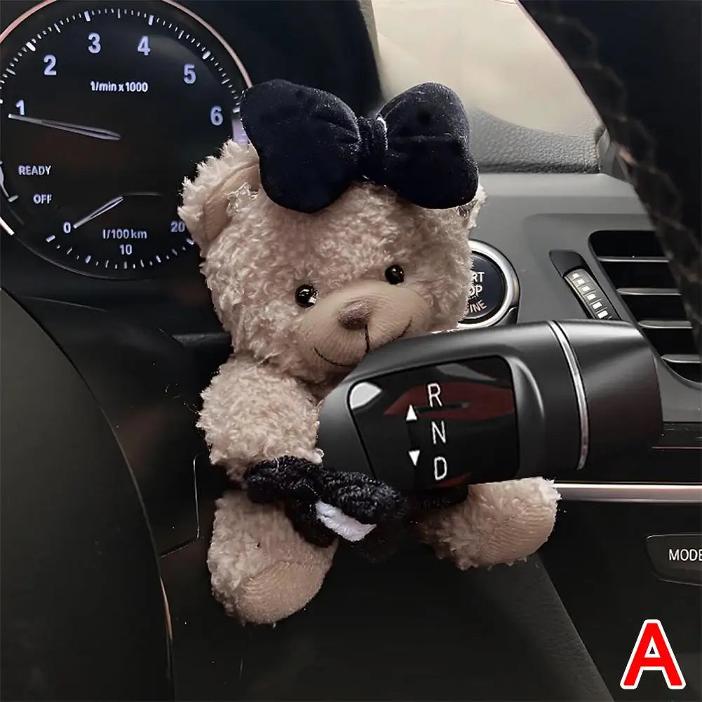 Cute Plush Car Clutch & Dashboard Decoration – Turn Signal, Rearview, Wiper Ornament