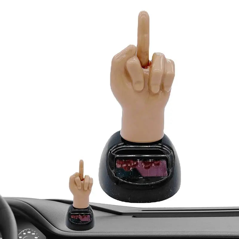 Solar-Powered Middle Finger Bobblehead Dashboard Ornament