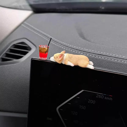 Mini Sleep Corgi Doll – Cute Car Decoration, Traceless Fixation