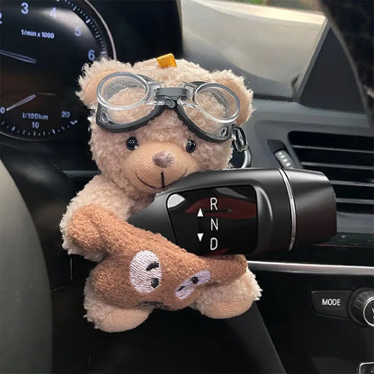 Cute Plush Car Clutch & Dashboard Decoration – Turn Signal, Rearview, Wiper Ornament