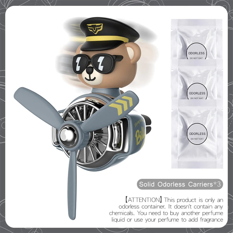 DIY Pilot Bear Car Air Freshener – Odorless Vent Clip Ornament for Men