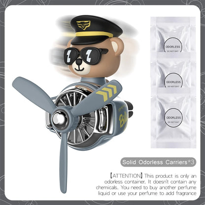 DIY Pilot Bear Car Air Freshener – Odorless Vent Clip Ornament for Men