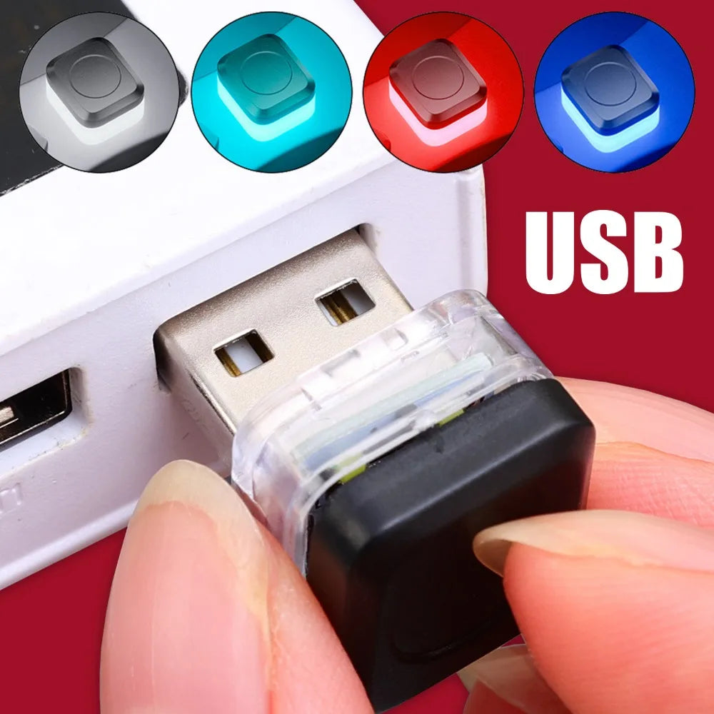 Mini USB Car LED Light, Interior Ambient, Neon Bulb, 5V Plug & Play