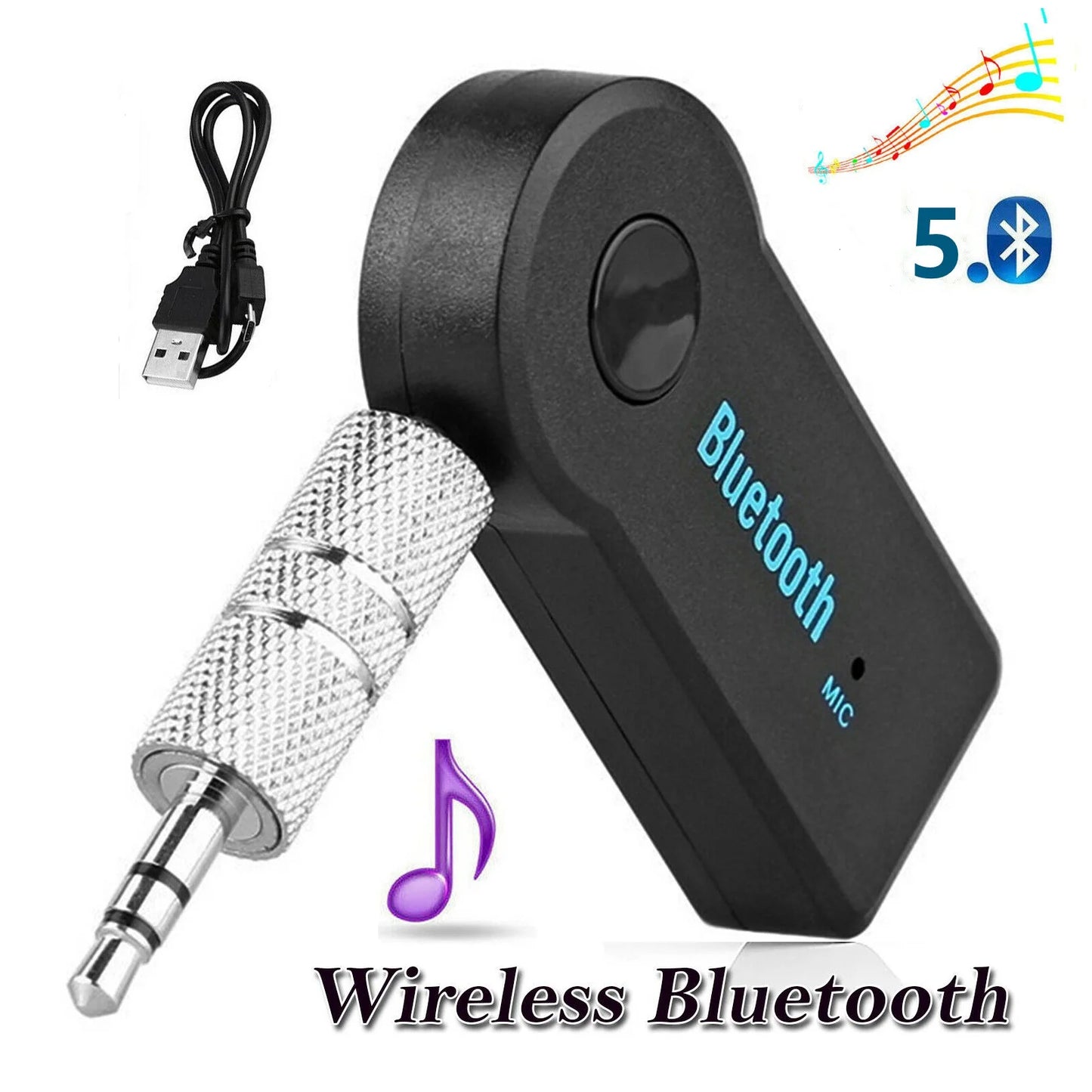 2-in-1 Bluetooth Receiver Adapter 3.5mm Car Music Aux Handsfree