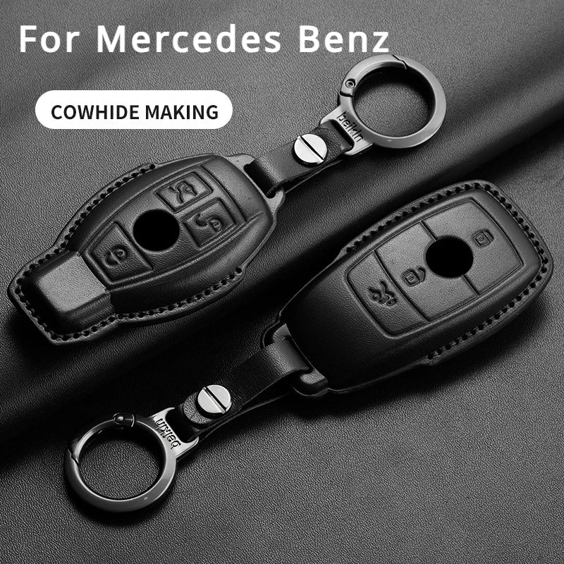 Mercedes Benz Key Fob Cover - Leather Case for A C E S G Class AMG