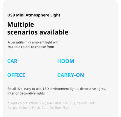 Car Mini USB LED Ambient Light – Portable Plug & Play Interior Lamp